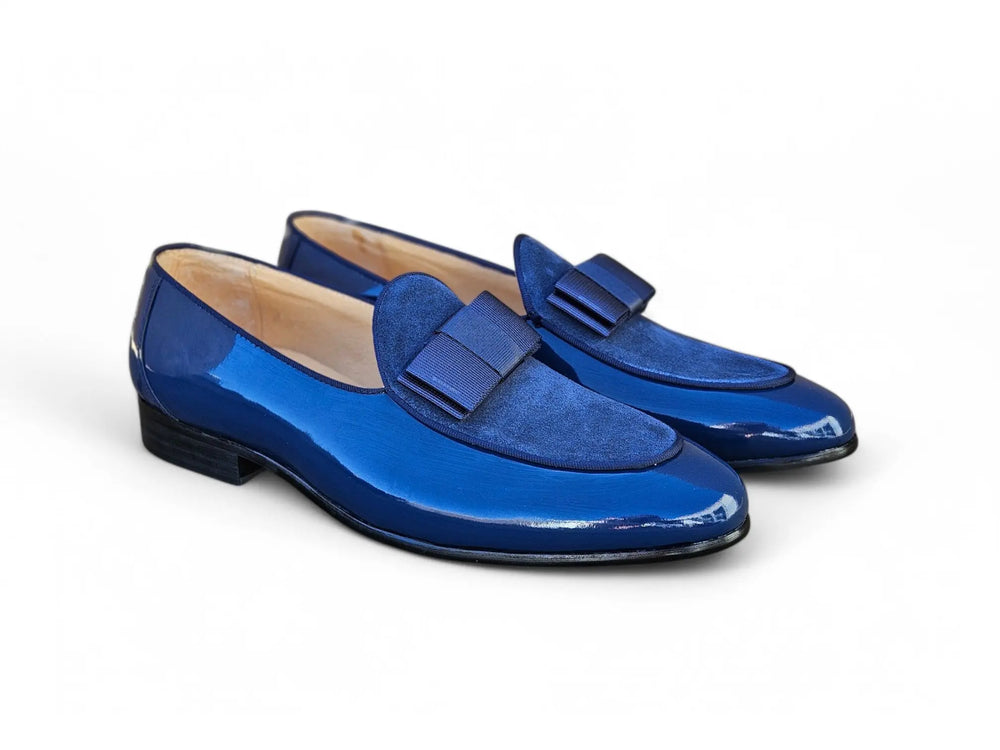 Bow Tie Patent Leather Formal Shoe - Carrucci Shoes Navy / 10