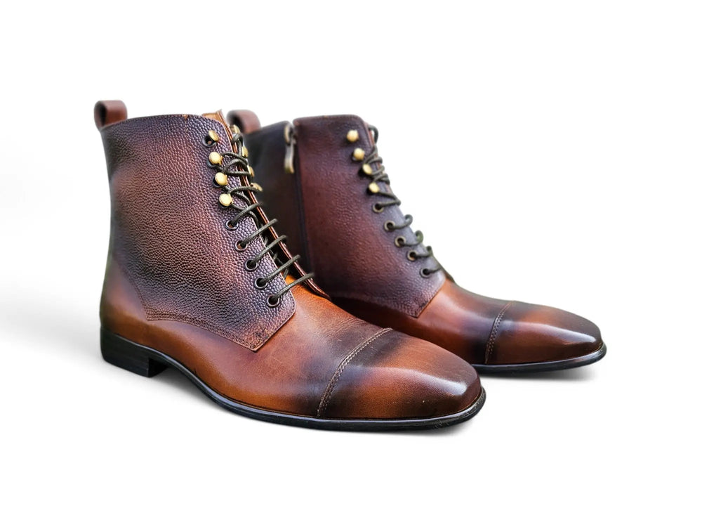 Hockerty Leather Brogue Cap Toe Lace Up Ankle Boots Men\'s Sz 45 US 11 Spain Gray Brogue Boots in gray & black waxed leather & leather | Hockerty main image 4