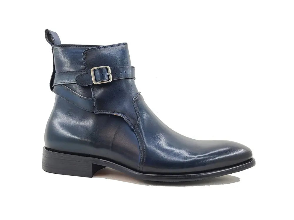 Buckle Leather Strap Boots Carrucci