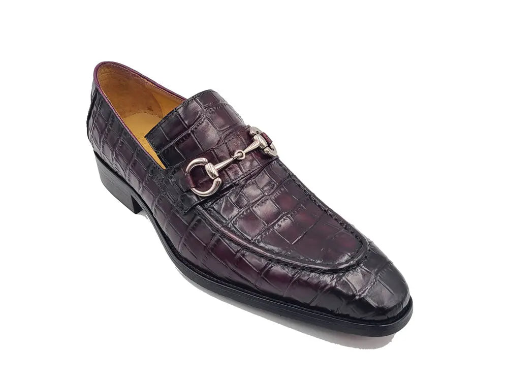 Buckle Loafer w Gator Embossed Leather Carrucci