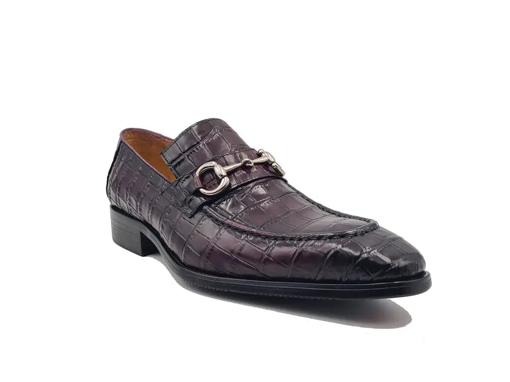 Buckle Loafer w Gator Embossed Leather Carrucci