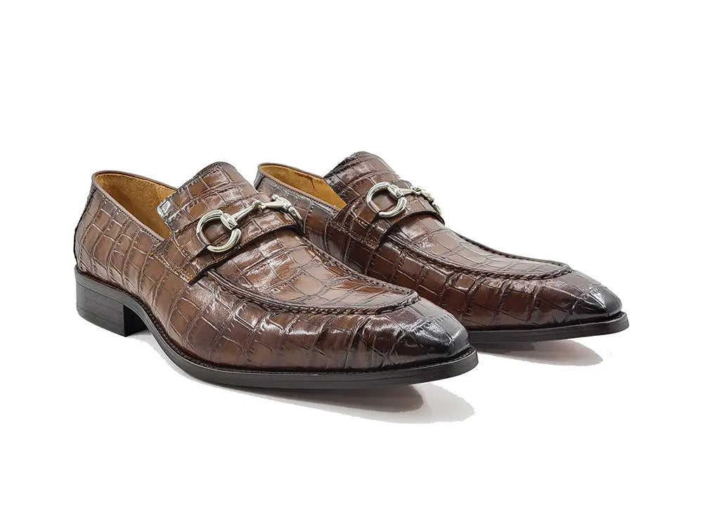 Buckle Loafer w Gator Embossed Leather Carrucci