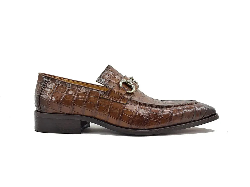 Buckle Loafer w Gator Embossed Leather Carrucci