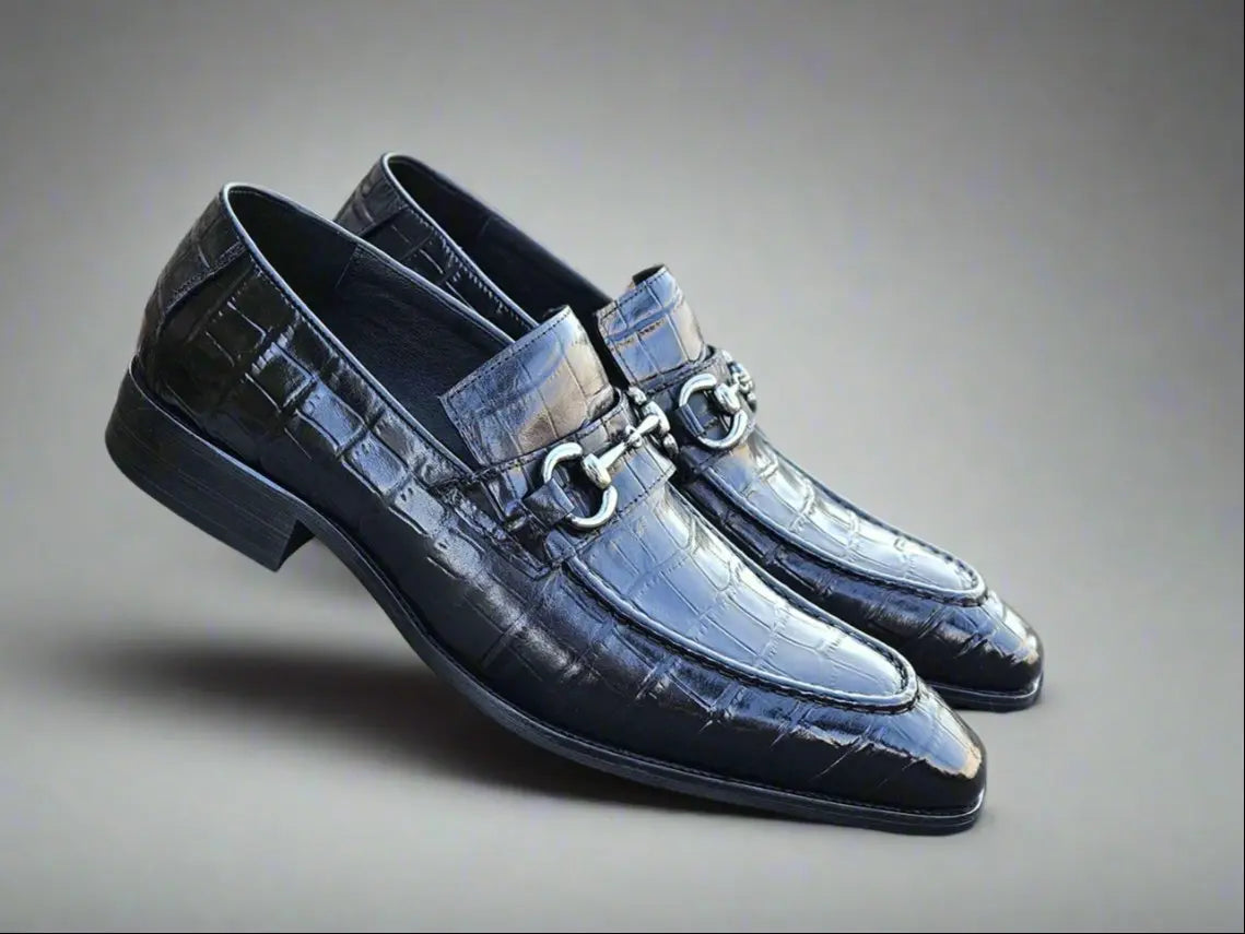 Buckle Loafer w Gator Embossed Leather Carrucci