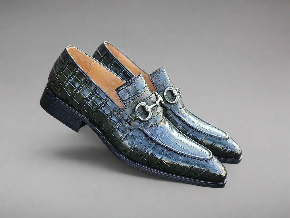 Buckle Loafer w Gator Embossed Leather Carrucci