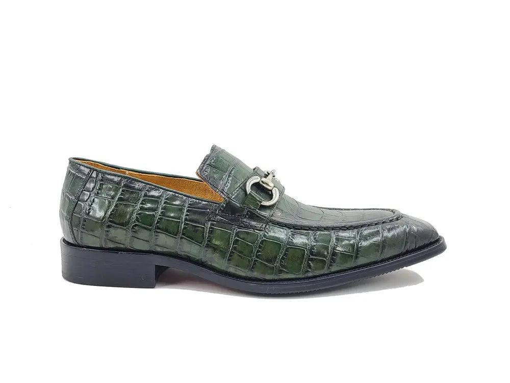 Buckle Loafer w Gator Embossed Leather Carrucci