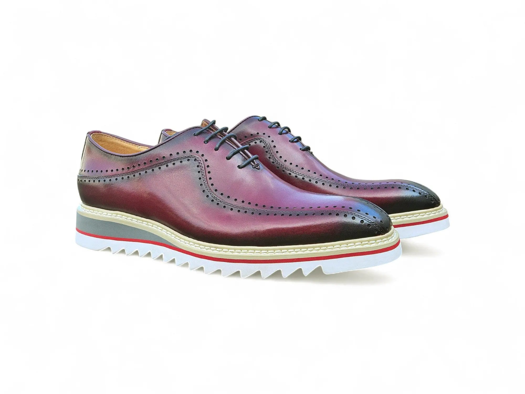 Burgundy Leather Lace-up in Bicycle Toe Carrucci