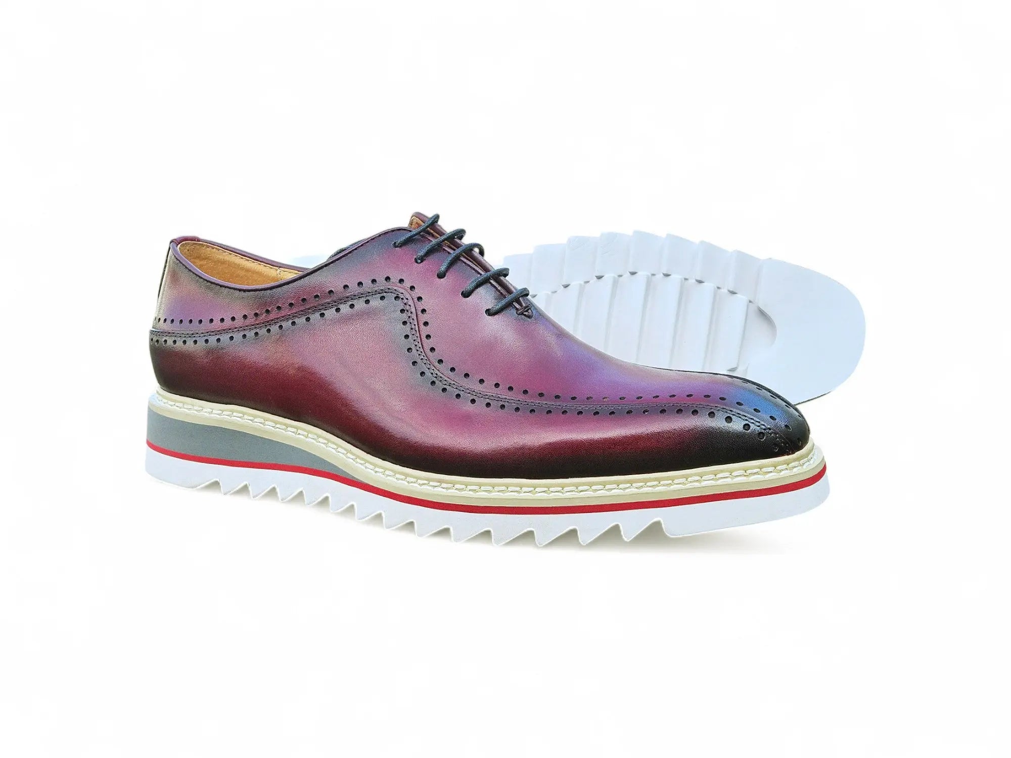 Burgundy Leather Lace-up in Bicycle Toe Carrucci