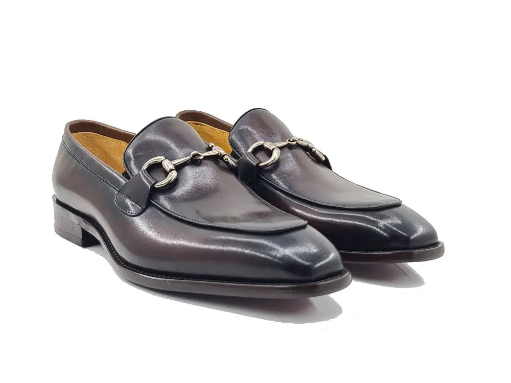 Burnished Calfskin Horsebit Loafer Carrucci