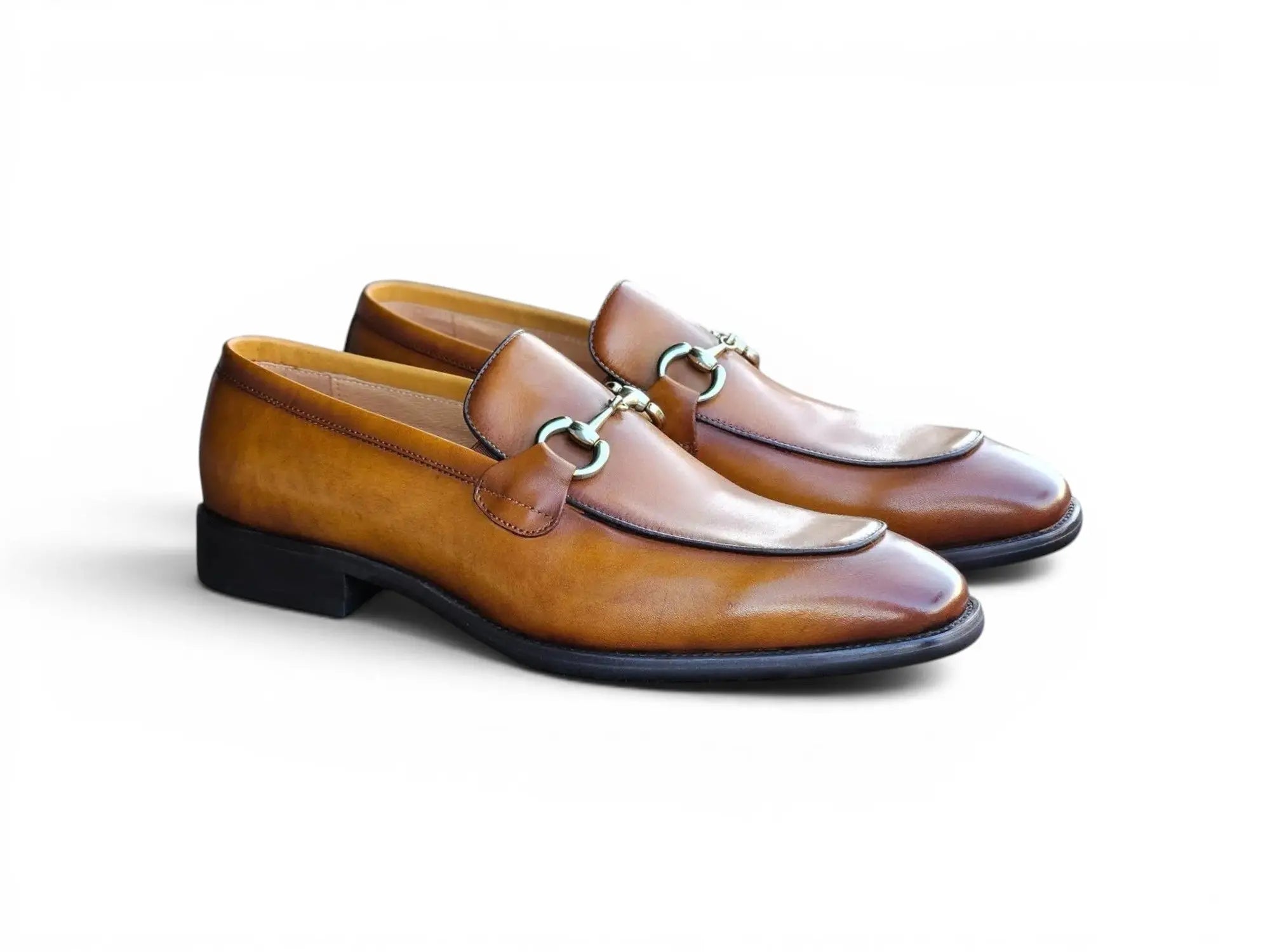 Burnished Calfskin Horsebit Loafer Carrucci