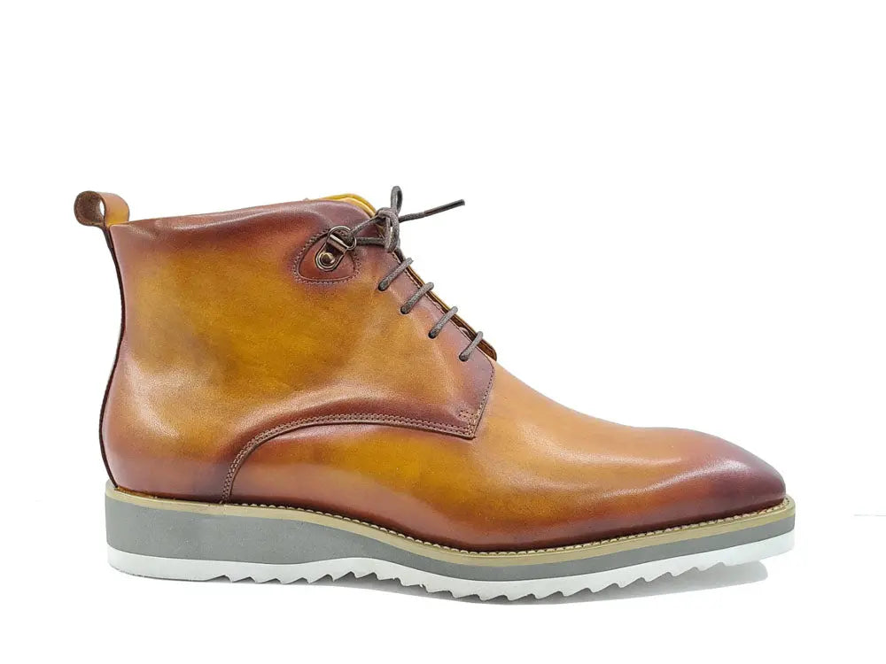 Burnished Calfskin Lace-Up Boot Carrucci