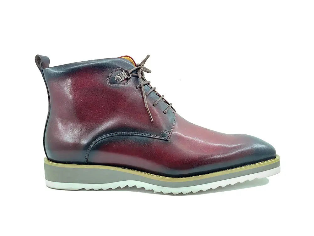 Burnished Calfskin Lace-Up Boot Carrucci