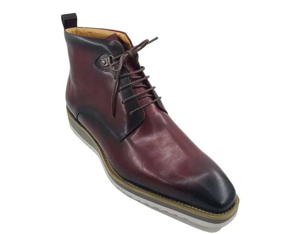 Burnished Calfskin Lace-Up Boot Carrucci