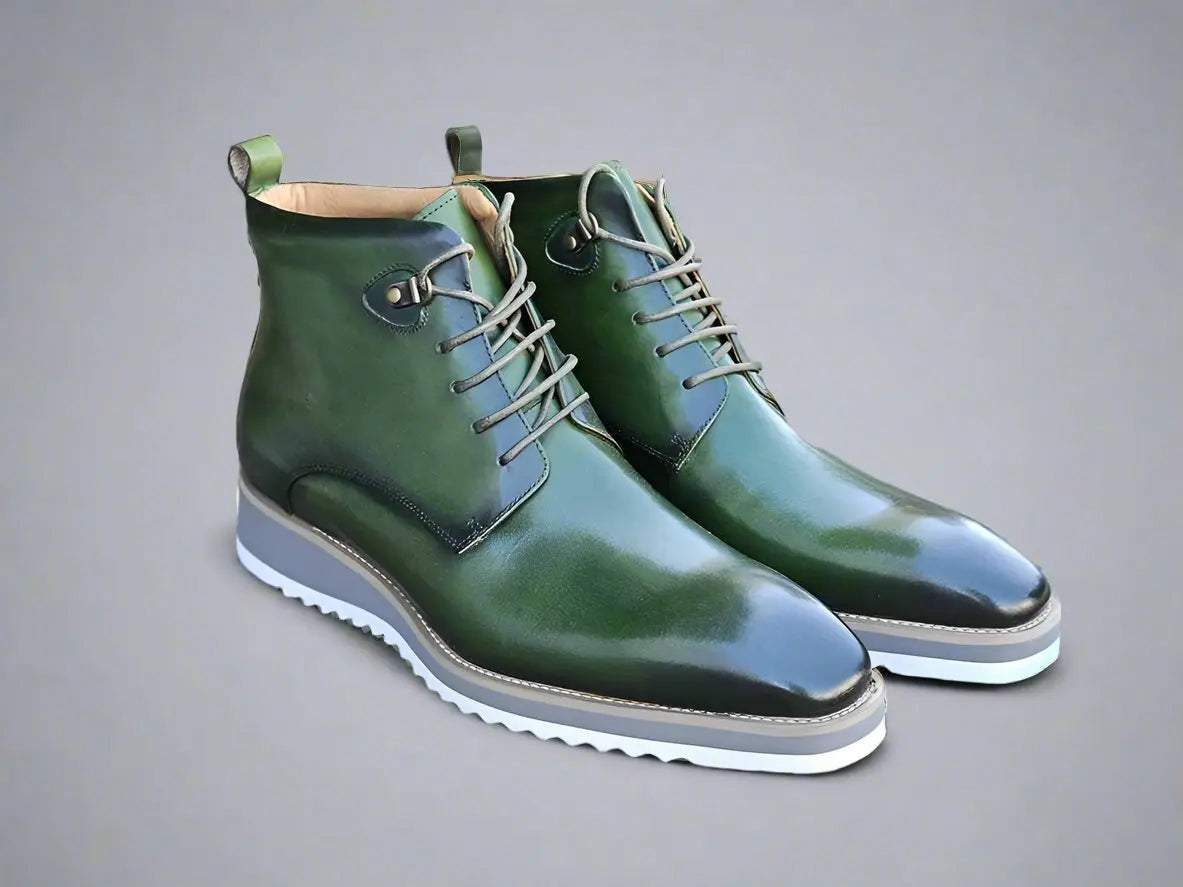 Burnished Calfskin Lace-Up Boot Carrucci