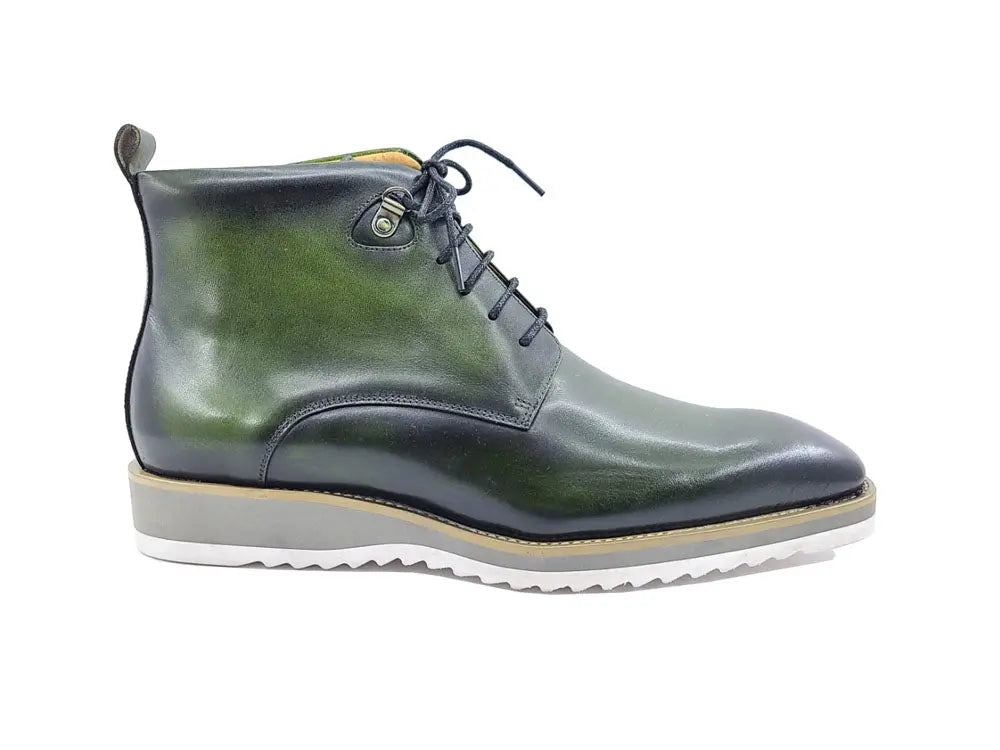 Burnished Calfskin Lace-Up Boot Carrucci