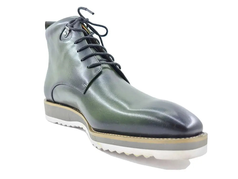 Burnished Calfskin Lace-Up Boot Carrucci