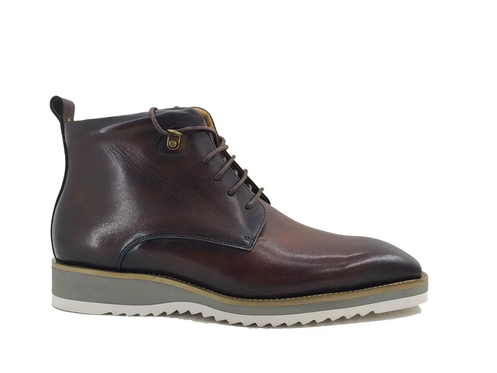 Burnished Calfskin Lace-Up Boot Carrucci