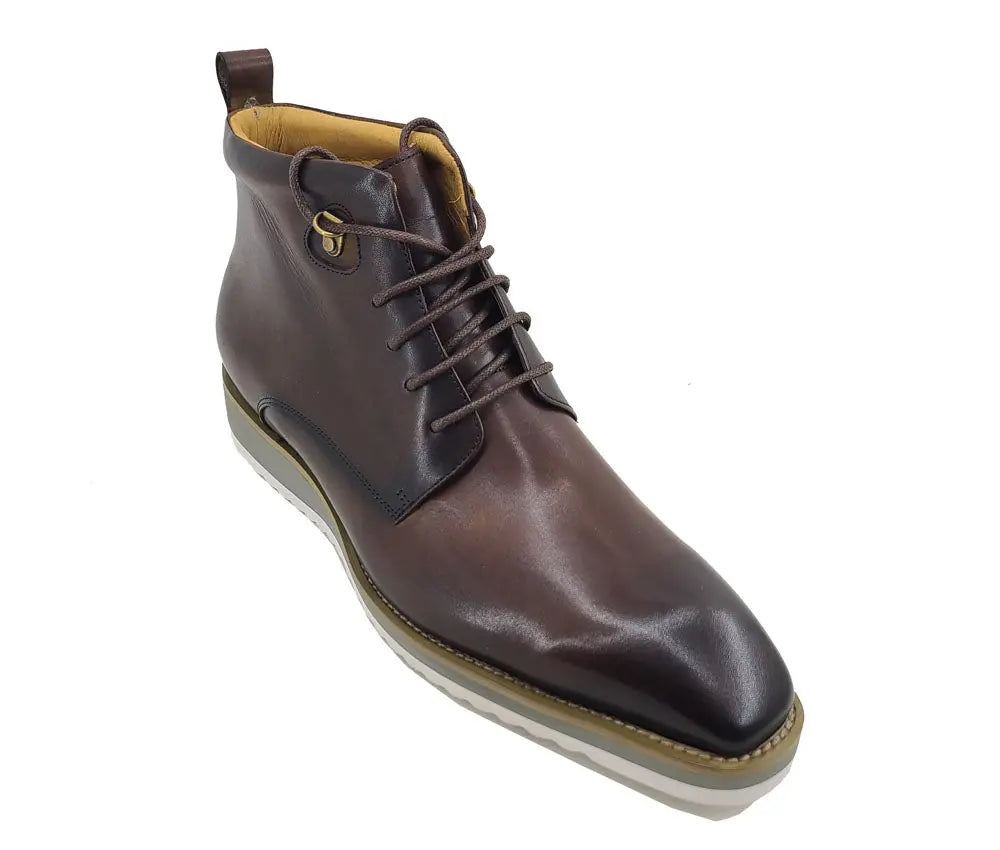 Burnished Calfskin Lace-Up Boot Carrucci