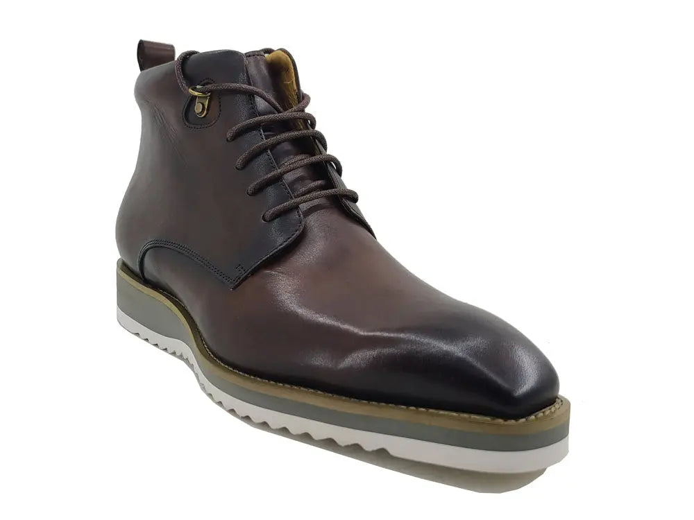 Burnished Calfskin Lace-Up Boot Carrucci