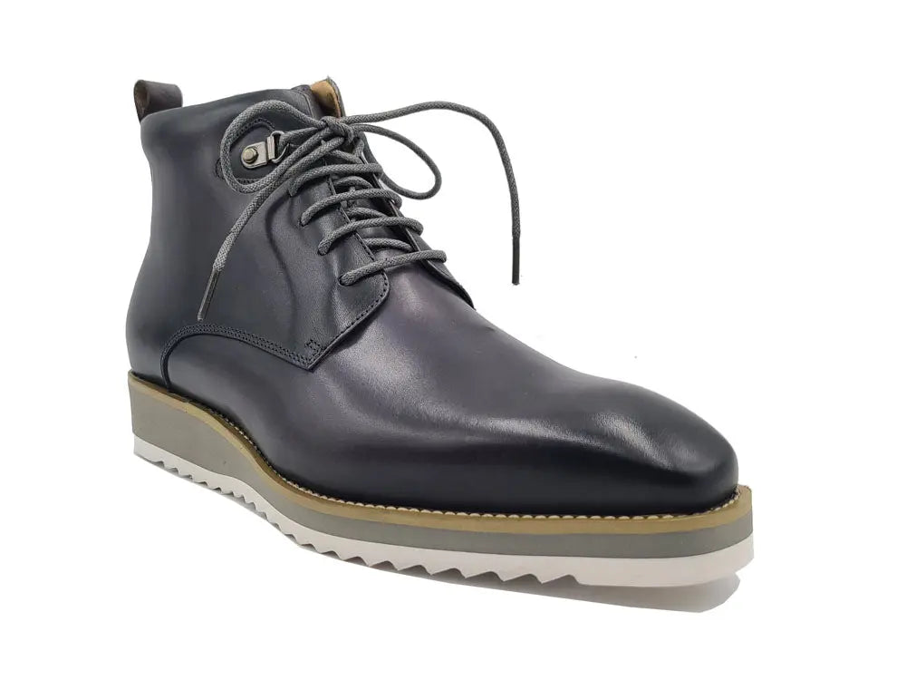 Burnished Calfskin Lace-Up Boot Carrucci