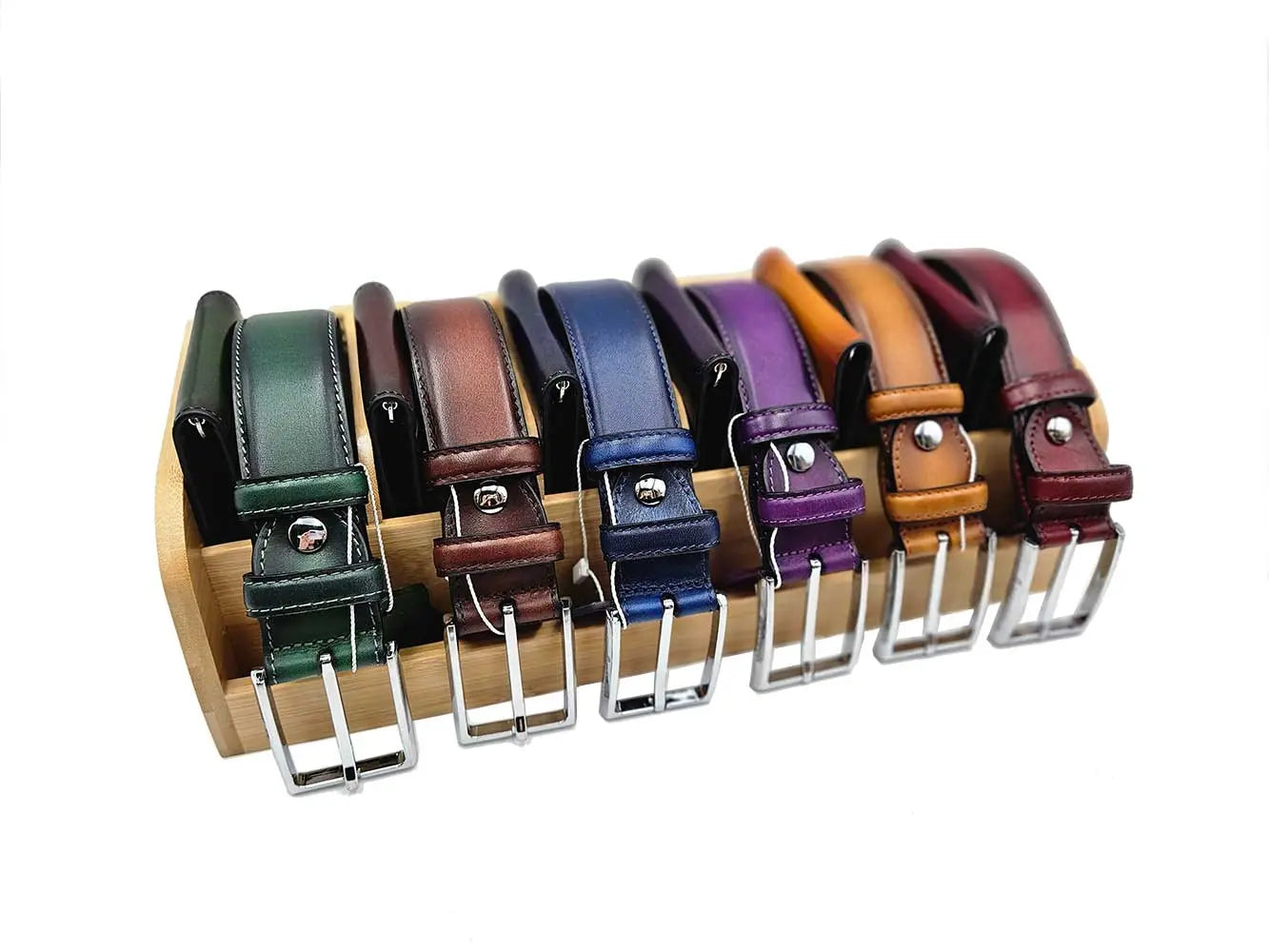 Burnished Calfskin Leather Belt Carrucci