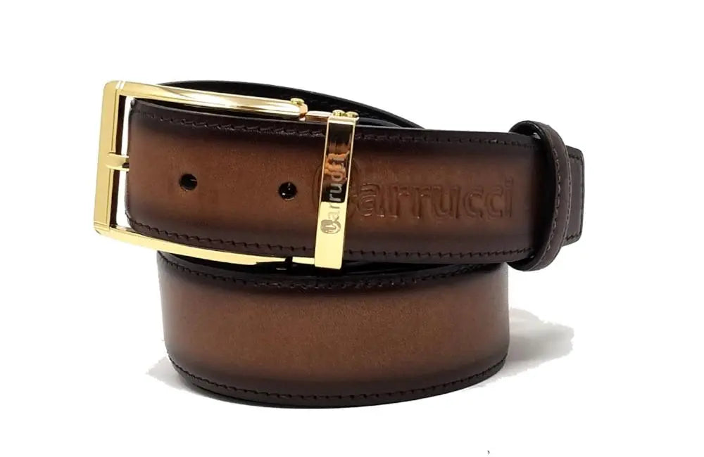 Burnished Calfskin Leather Belt Carrucci