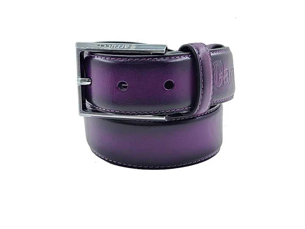 Burnished Calfskin Leather Belt Carrucci