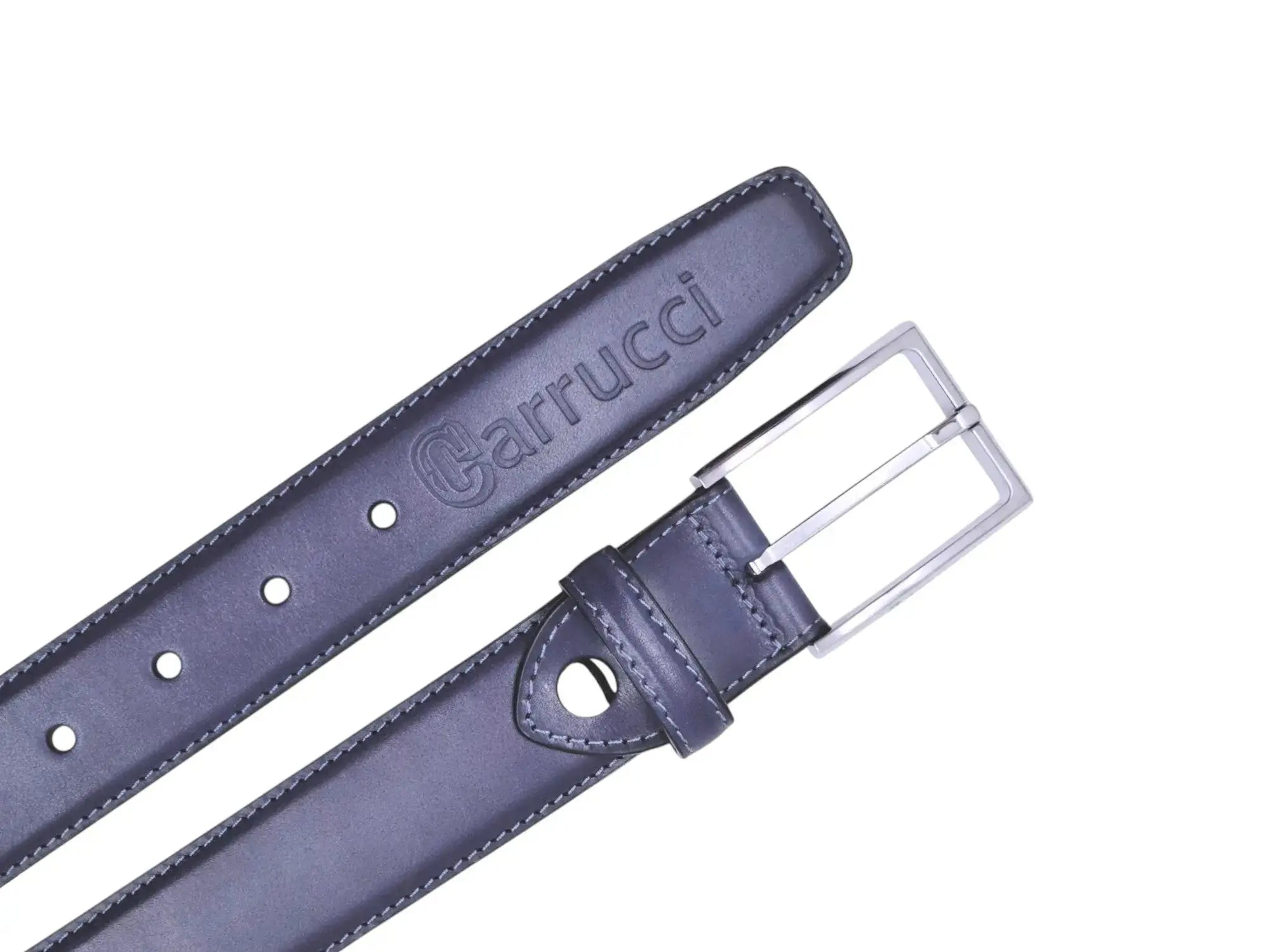 Burnished Calfskin Leather Belt Carrucci