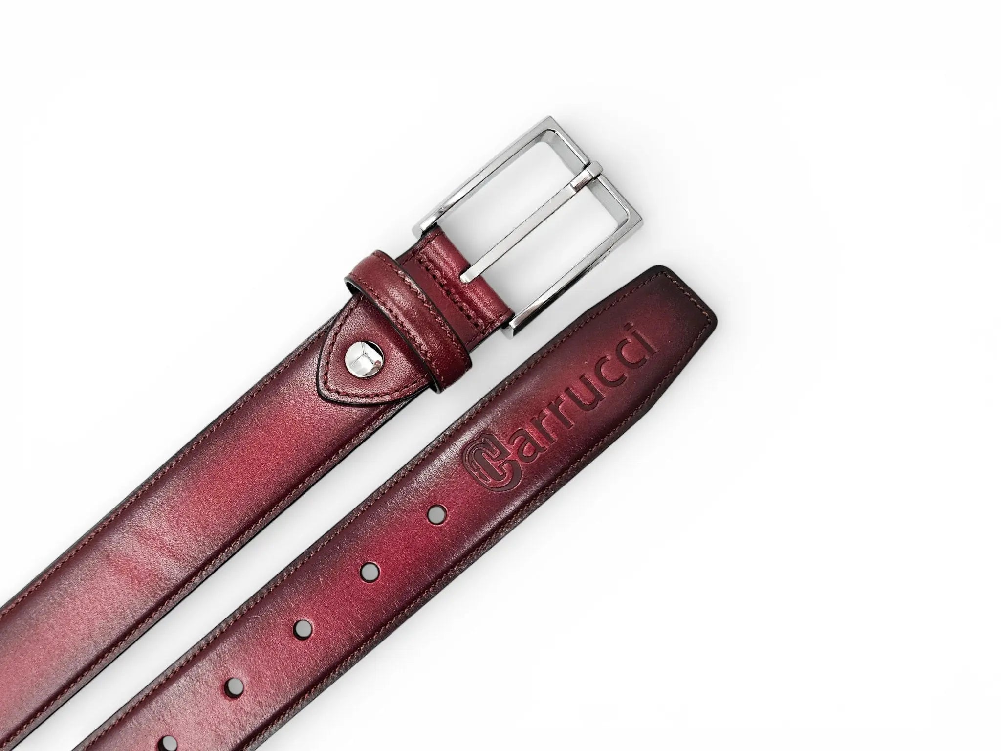 Burnished Calfskin Leather Belt Carrucci