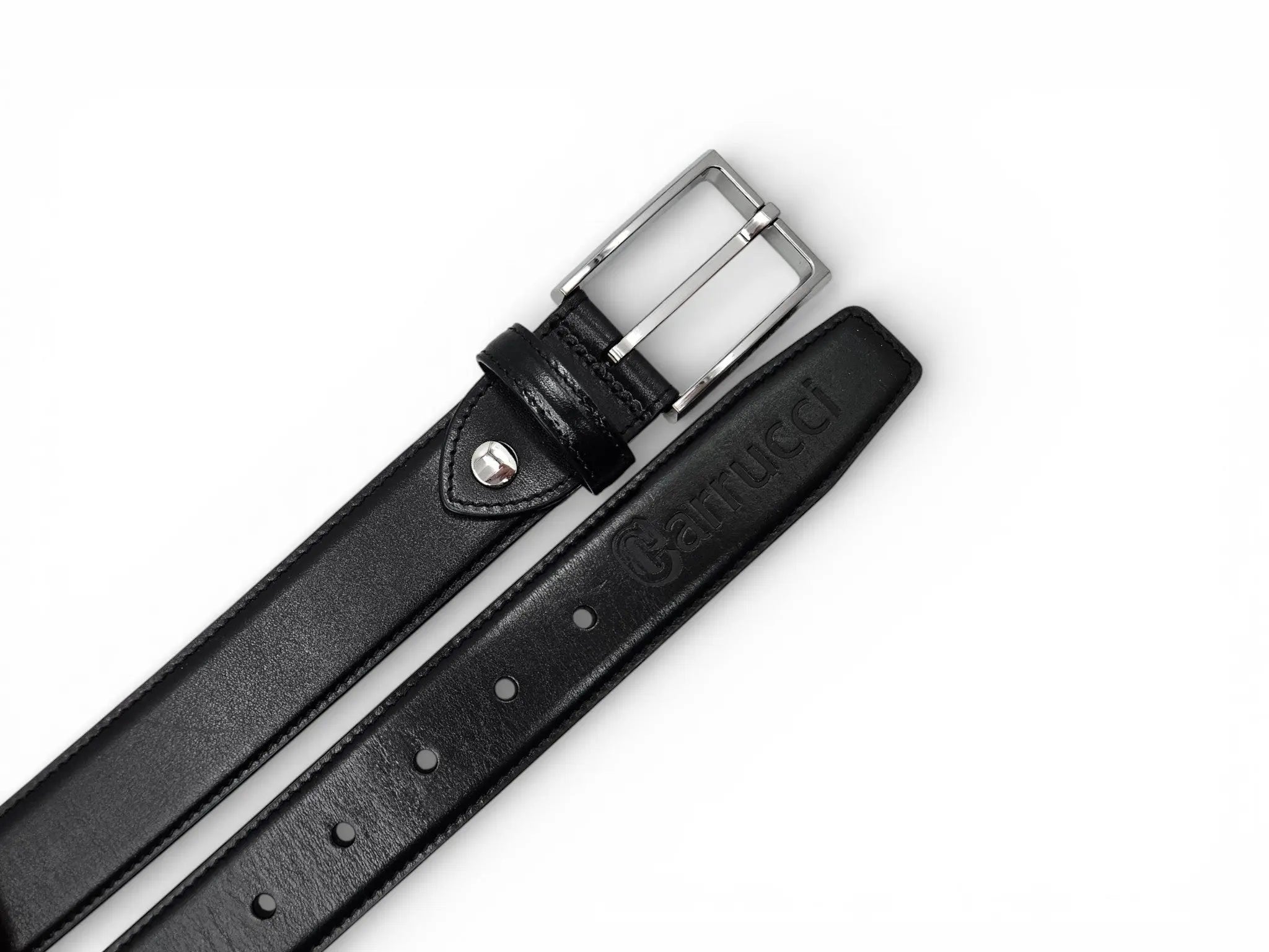 Burnished Calfskin Leather Belt Carrucci