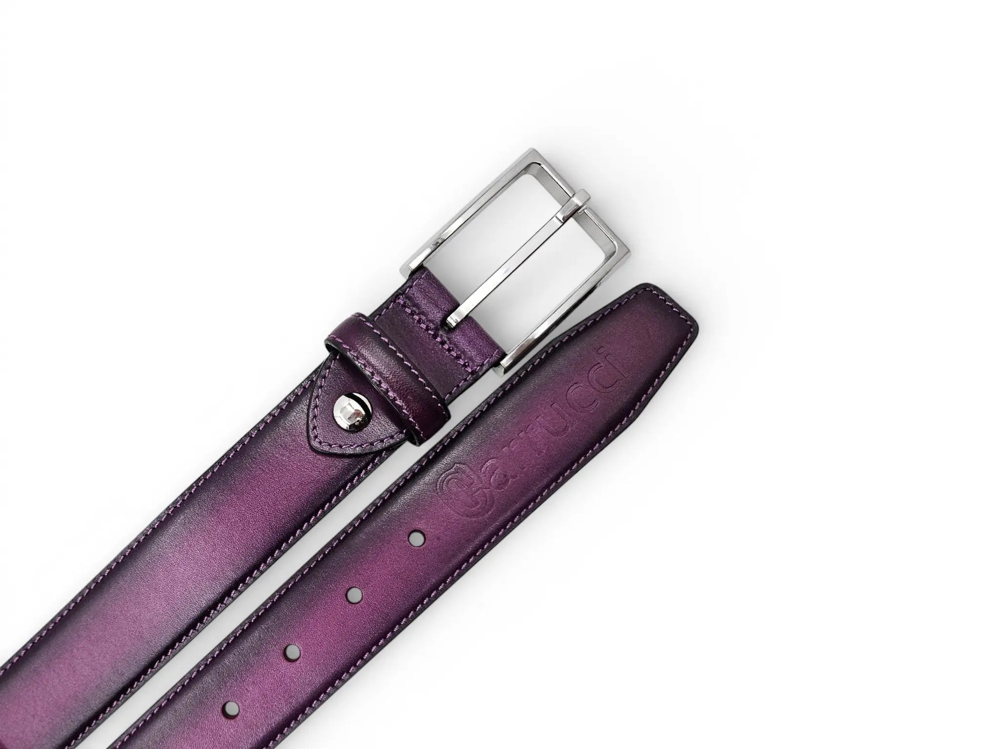 Burnished Calfskin Leather Belt Carrucci