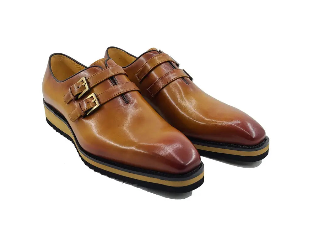 Burnished Double Monk Whole Cut Shoe Carrucci