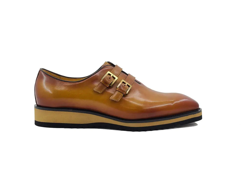 Burnished Double Monk Whole Cut Shoe Carrucci