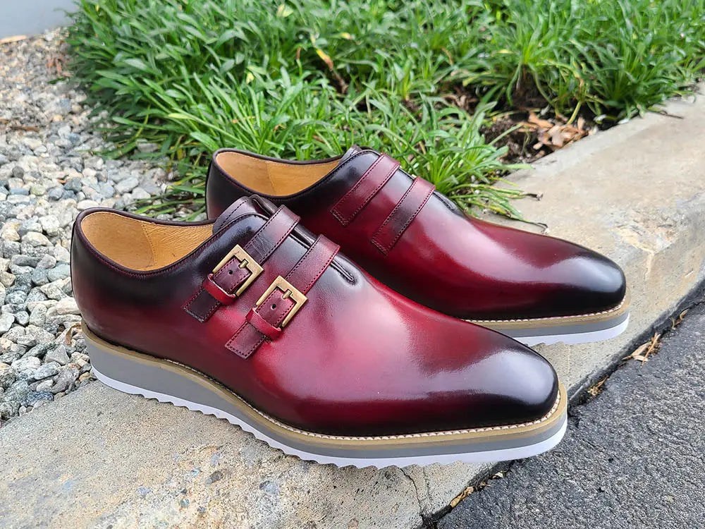 Burnished Double Monk Whole Cut Shoe Carrucci