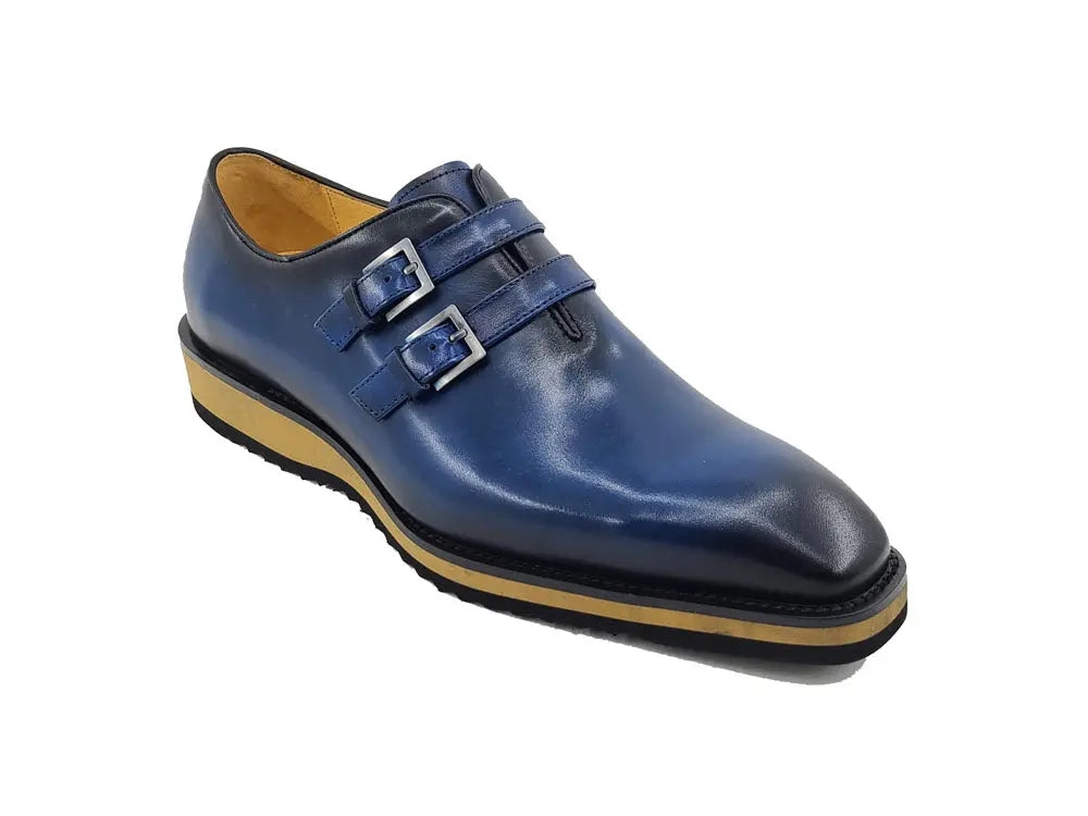 Burnished Double Monk Whole Cut Shoe Carrucci