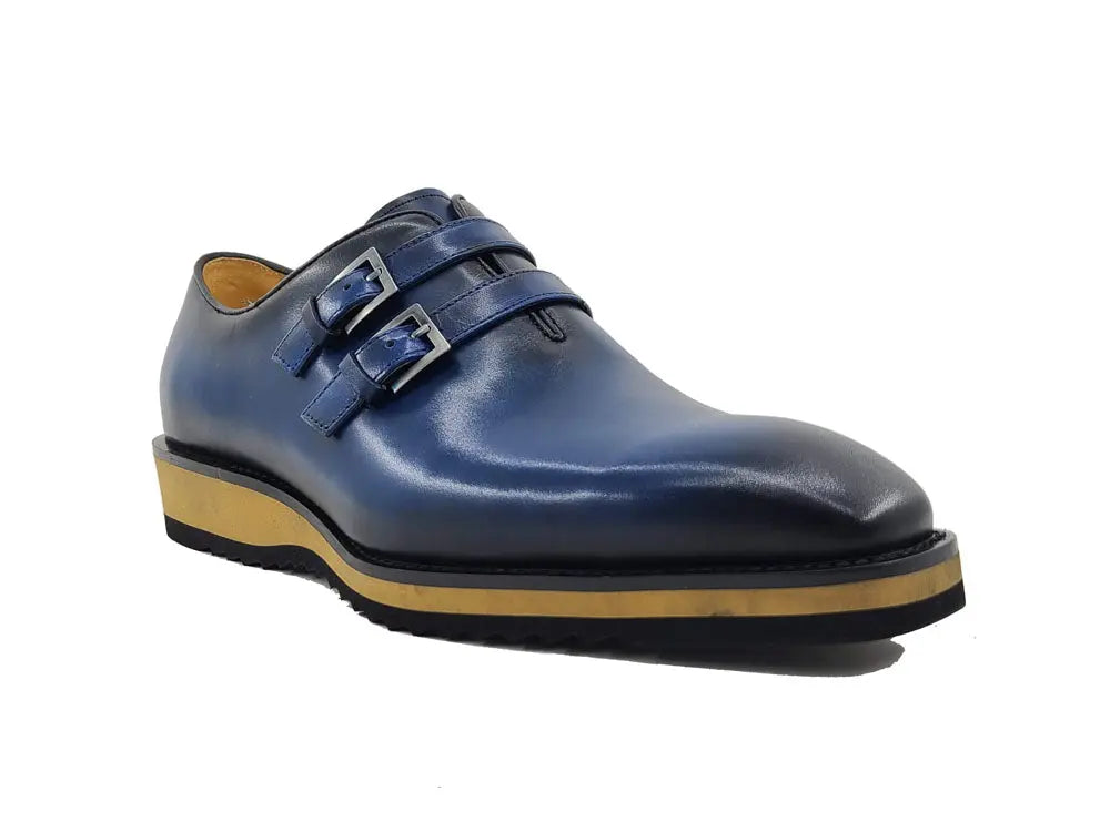 Burnished Double Monk Whole Cut Shoe Carrucci