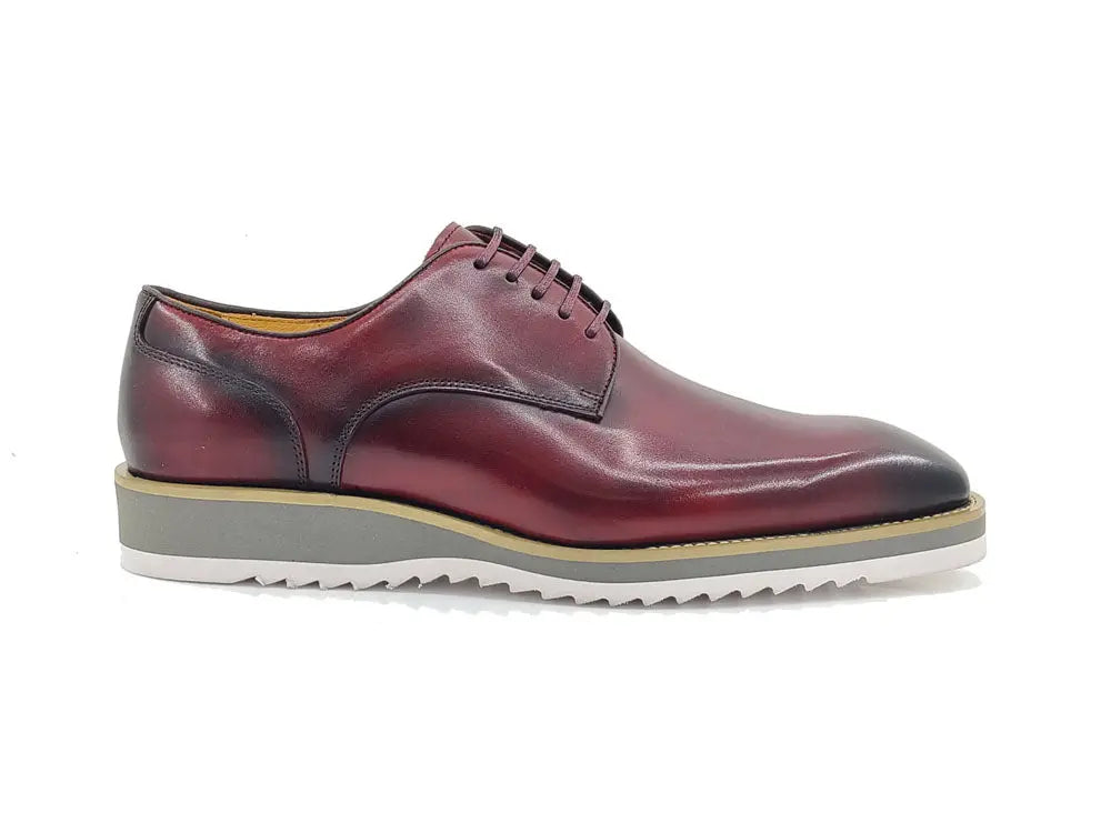 Burnished Lace-up Leather Derby Carrucci