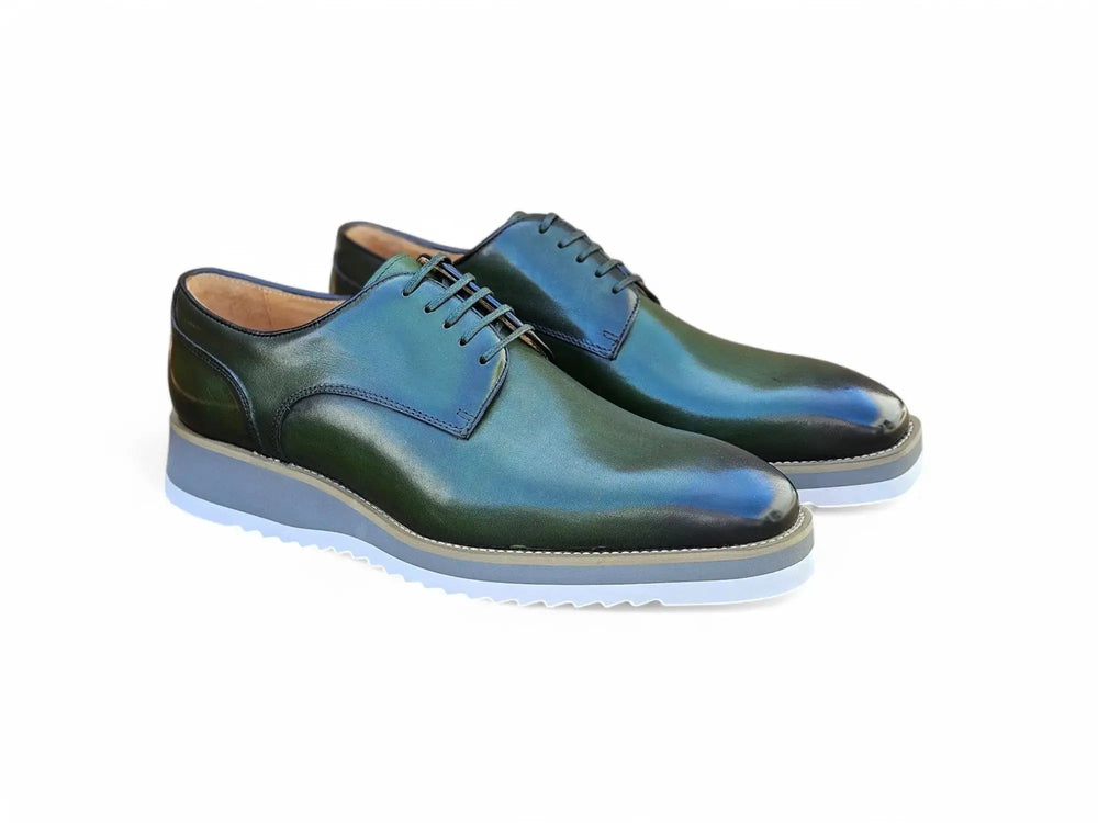 Burnished Lace-up Leather Derby - Carrucci Shoes Burnished Lace-up Leather Derby - Carrucci Shoes