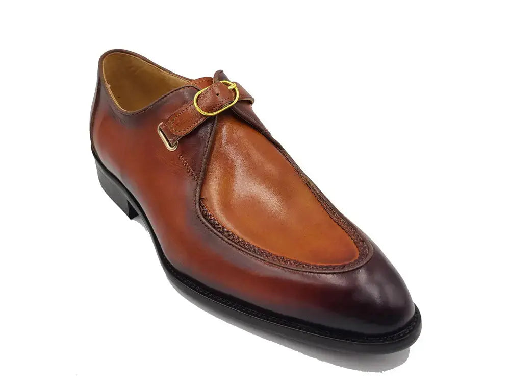 Burnished Moc Toe Single Monk Loafer Carrucci