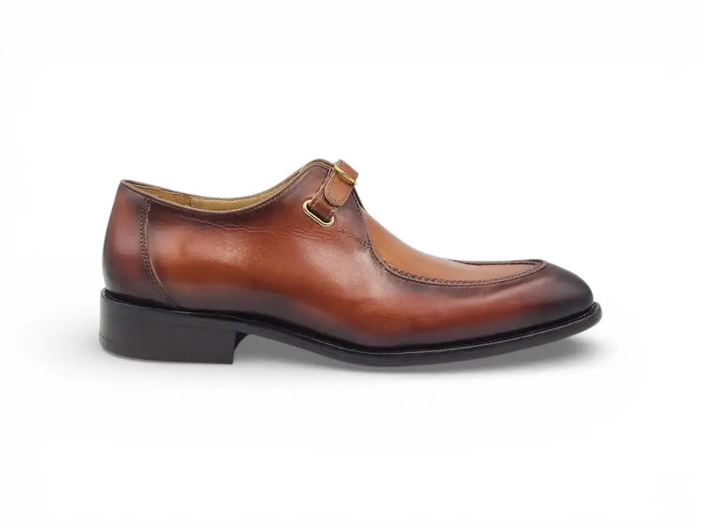 Burnished Moc Toe Single Monk Loafer Carrucci