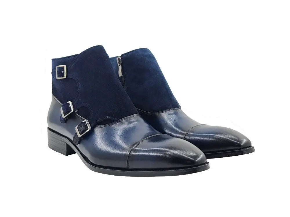 Calf & Suede Three Buckles Monk Chukka Boot Carrucci