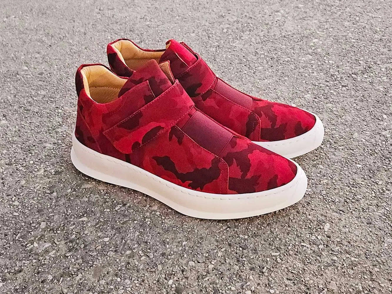 Camouflage Printed Suede Sneakers Carrucci