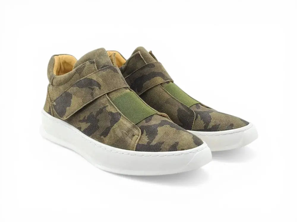 Camouflage Printed Suede Sneakers Carrucci