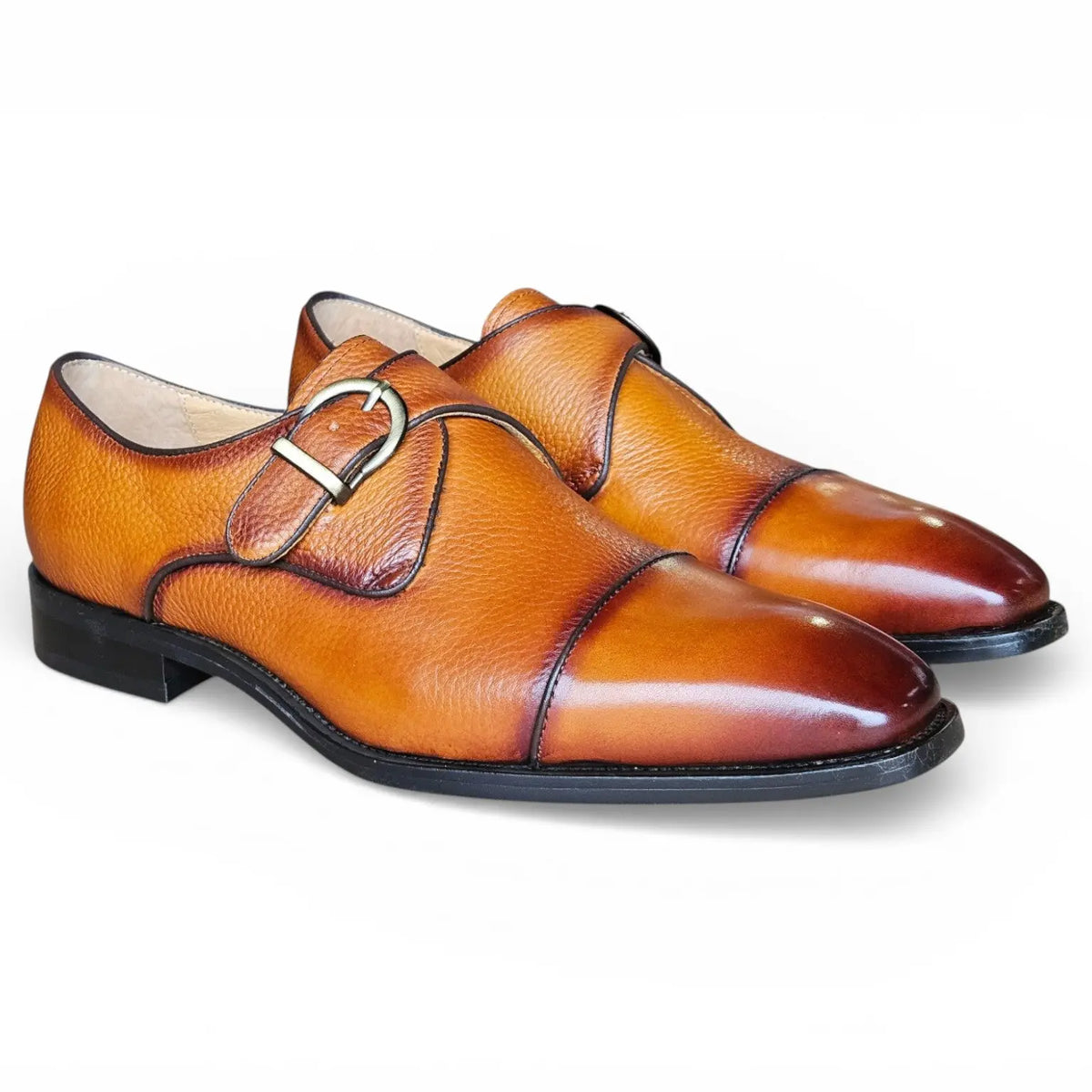 Cap Toe Monk Strap Shoes