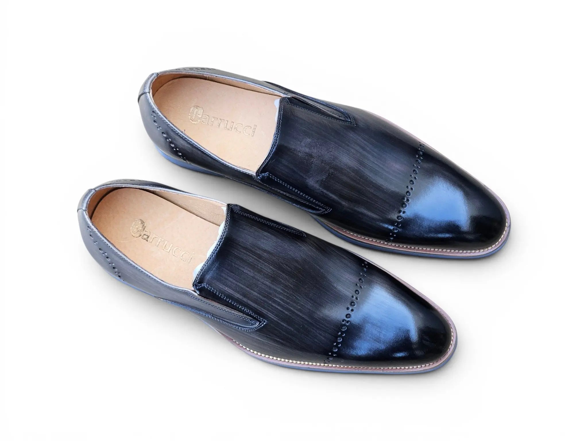 Chic Patina Finish Calfskin Slip-on Carrucci