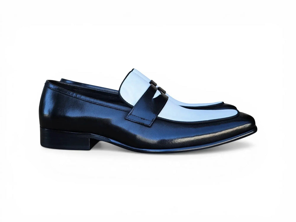 Contrast Two Tone Penny Loafer - Carrucci Shoes Navy/White / 7