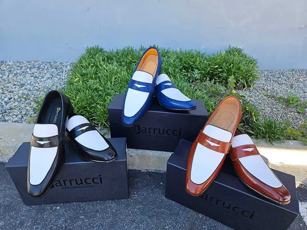 Contrast Two Tone Penny Loafer - Carrucci Shoes