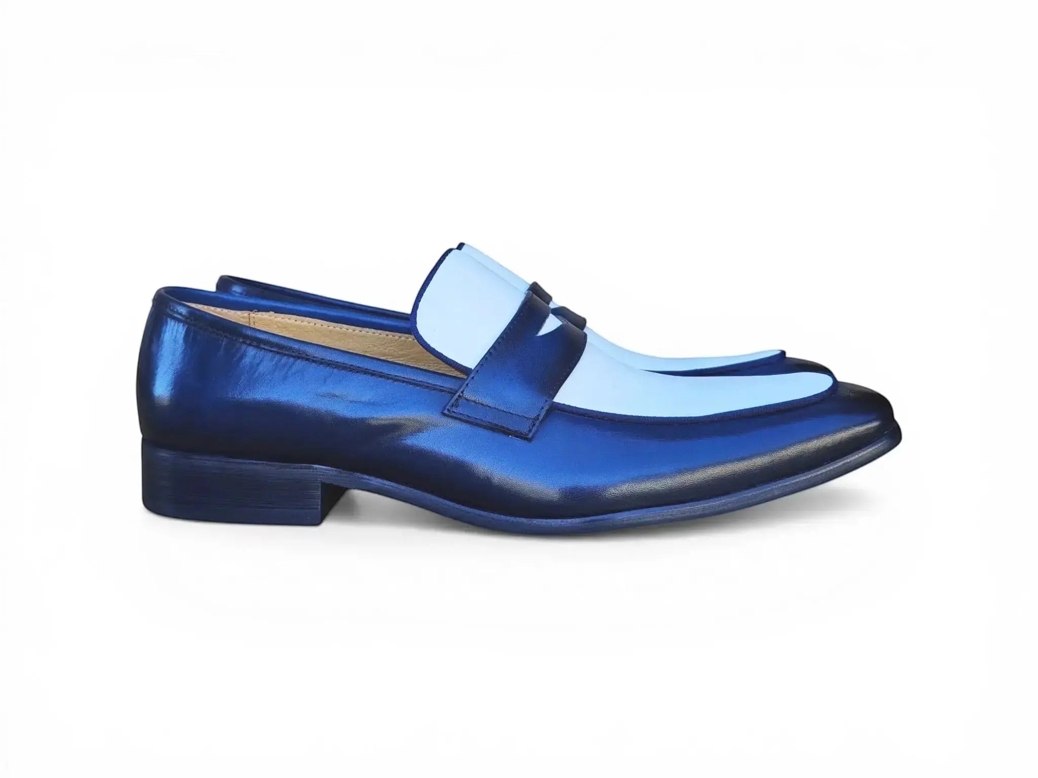 Contrast Two Tone Penny Loafer - Carrucci Shoes Navy/White / 7 Contrast Two Tone Penny Loafer - Carrucci Shoes Navy/White / 7