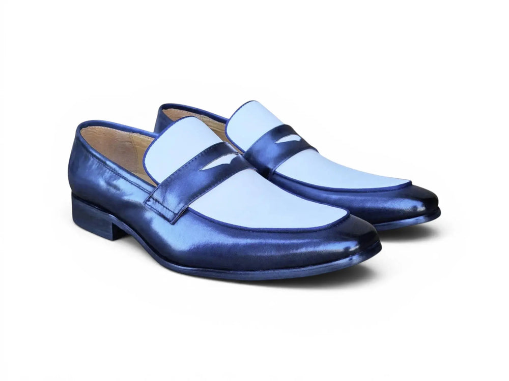 Contrast Two Tone Penny Loafer - Carrucci Shoes Contrast Two Tone Penny Loafer - Carrucci Shoes