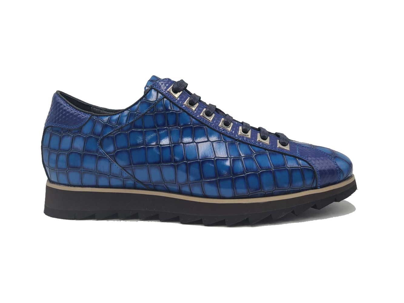 Crocodile-Embossed Leather Sneaker Carrucci